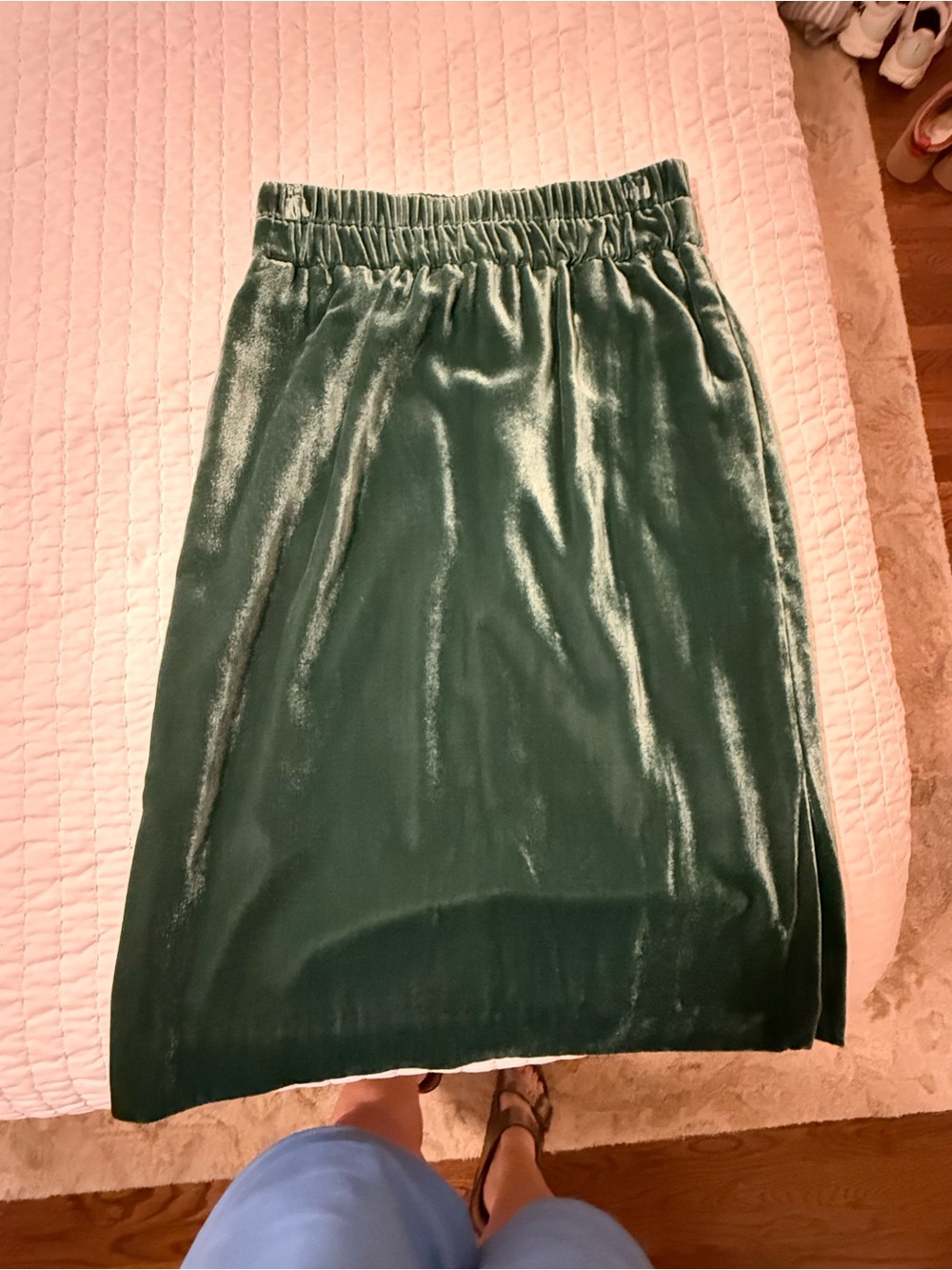 J. Crew Emerald Green Velvet Midi Skirt
